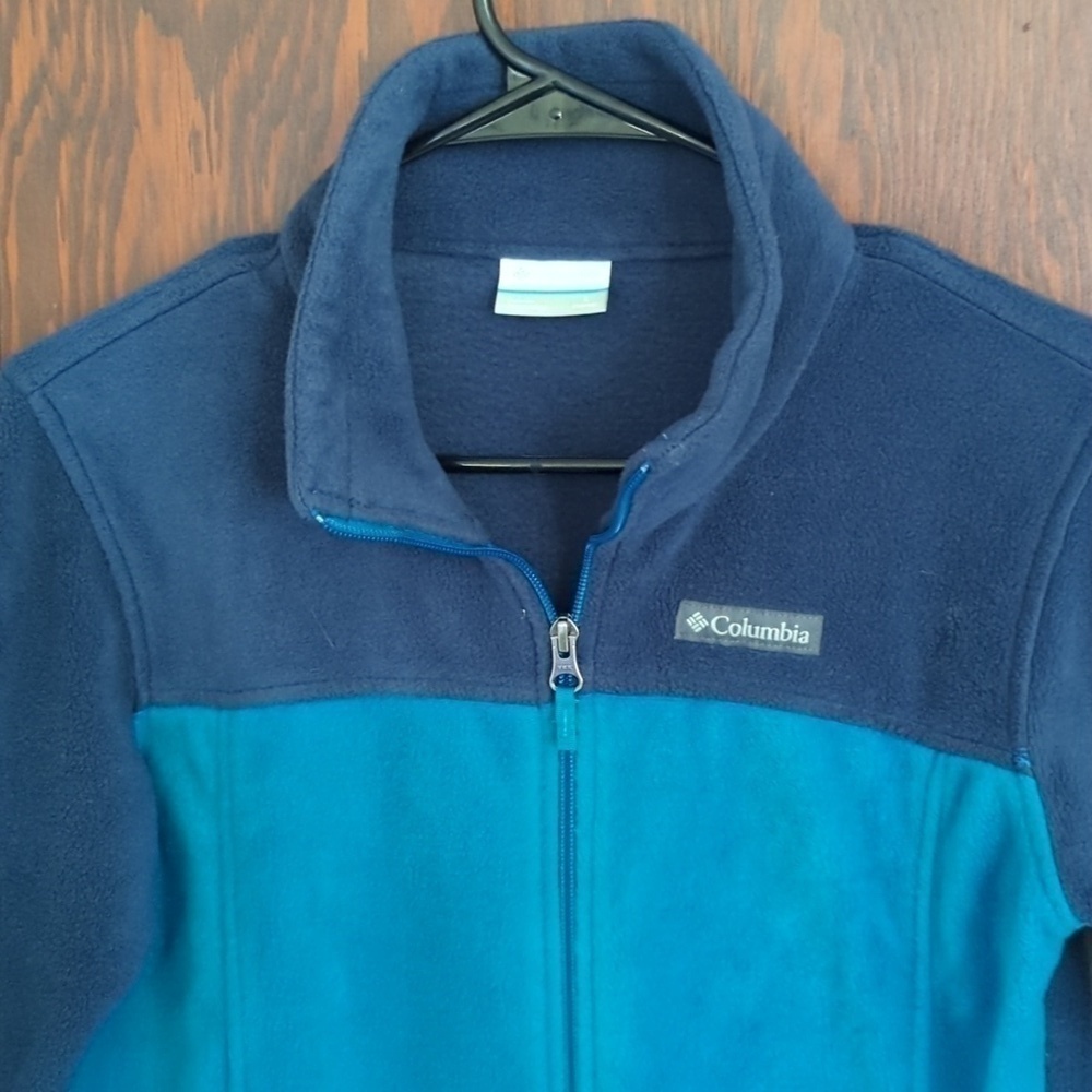 Columbia Blue Classic Fleece Full Zip Jacket Size Large (14/16) - Picture 2 of 5